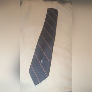 Vintage navy YSL navy silk tie